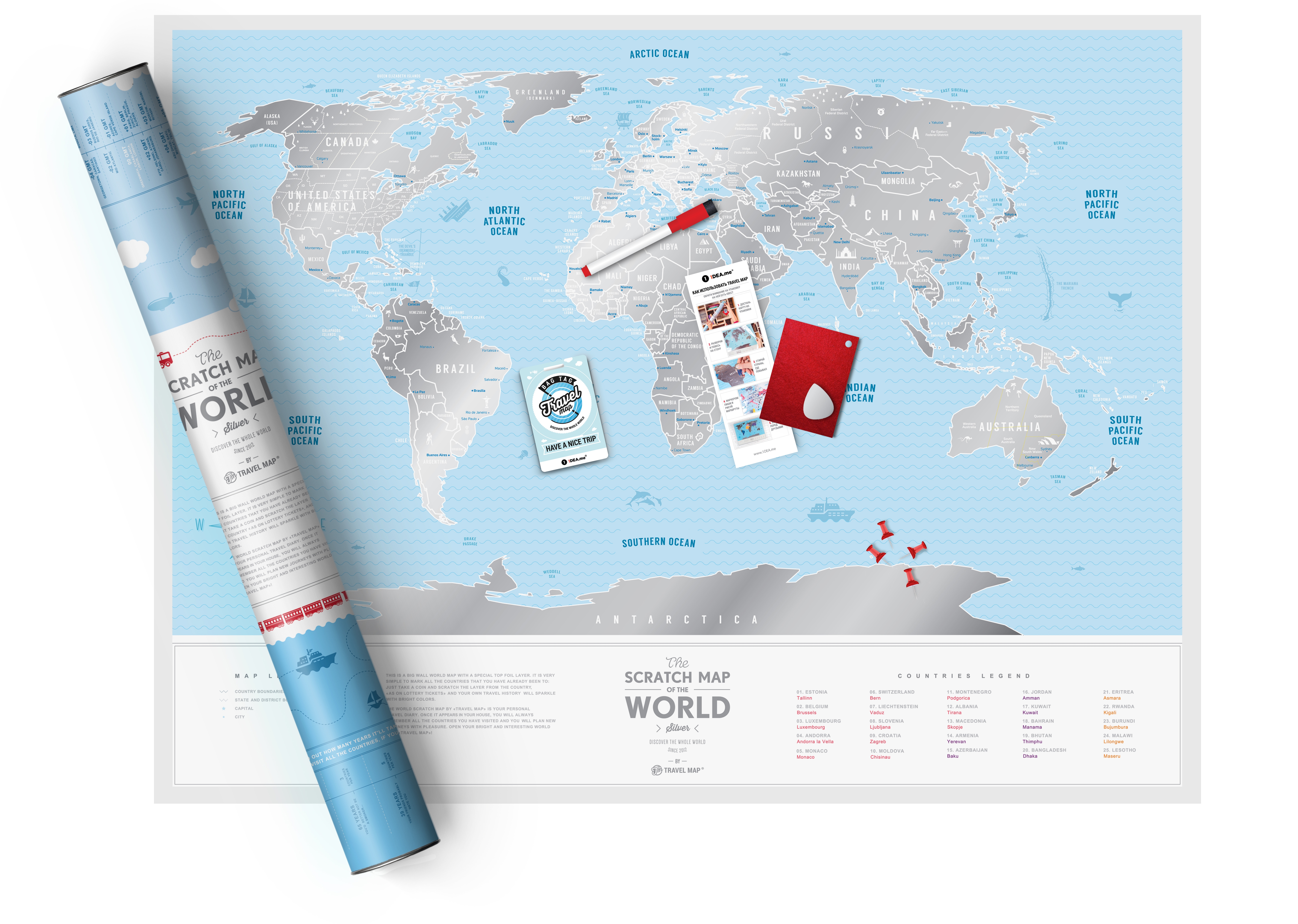 Скретч карта Travel Map Silver World